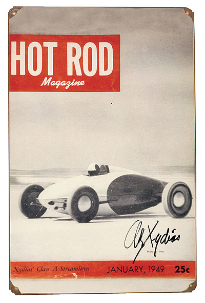 Tin Sign HOT ROD Magazine Belly Tank Autographed by SOCAL founder Alex